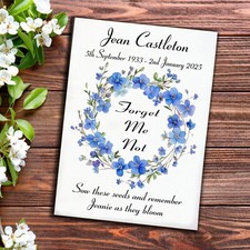 50 Forget Me Not Seed Funeral Gift Favor Remembrance Packets personalised seeds