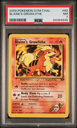 Blaine's Growlithe (Unlimited) graded PSA 7 for sale on eBay