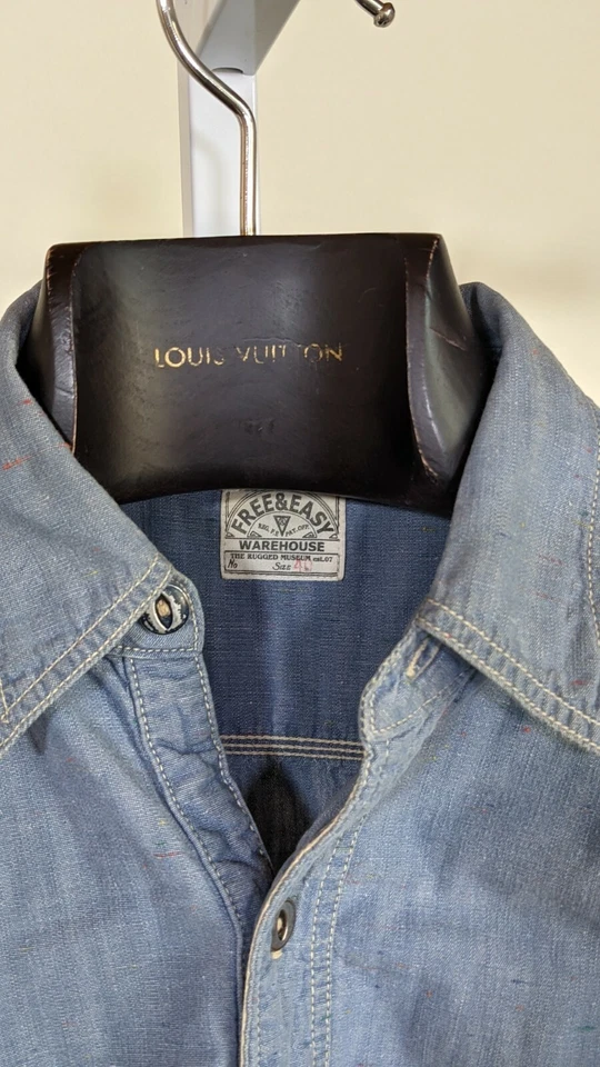 Warehouse Co Free & Easy Rugged Museum 牛仔三针工作衬衫 40 日本  — 第 3/3 张图片