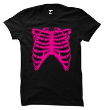 Skeleton Ribcage Neon Pink - Bones Halloween Costume Women's T-shirt
