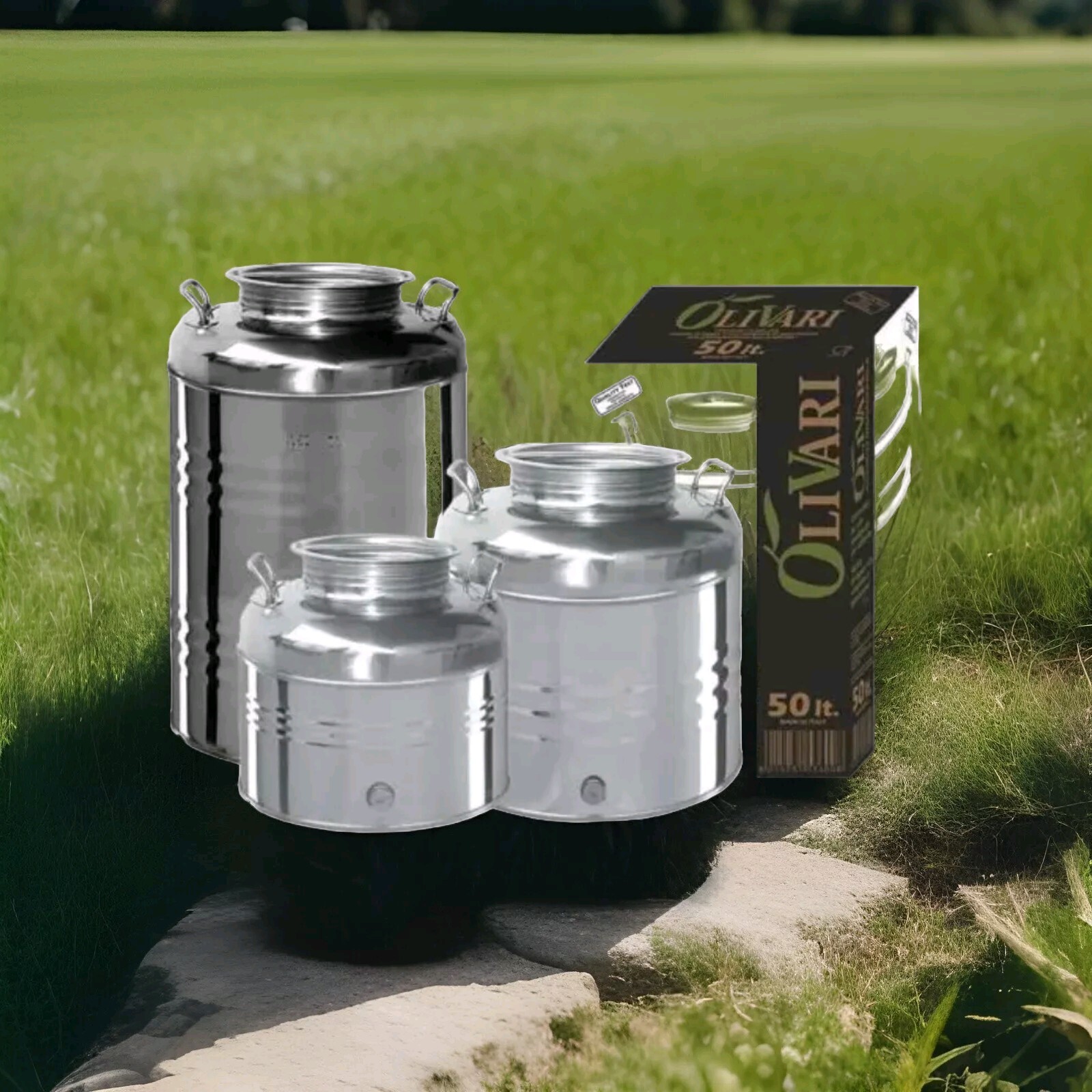 BIDONE CONTENITORE FUSTO OLIO OLIVARI 30LT IN ACCIAIO INOX 18/10 MADE IN ITALY