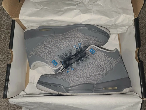 Jordan Retro 3 Flip- 6y  "Cool Grey / Blue Glow"