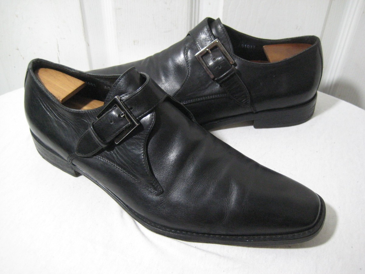 ERMENEGILDO ZEGNA COUTURE BLACK LEATHER MONK STRAP OXFORDS  display picture 3