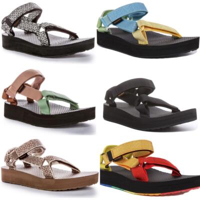 Teva Midform Universal Open Toe Strap Vegan Womens Sandal Brown Green UK  UK