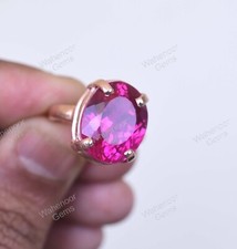925 Sterling Silver Ring Ruby Rose Red Color Oval Wedding Ring Certified