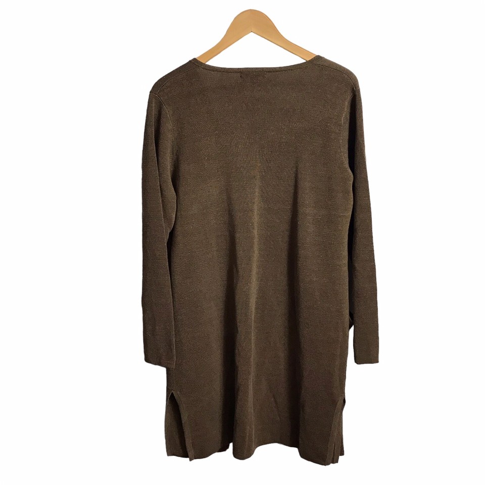 J. Crew Medium Juliette Collarless Sweater Blazer Brown Linen Blend