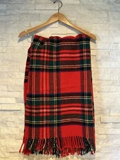 James Pringle Wool blanket 52 X 36 Comfydown Made in Scotland Red Plaid