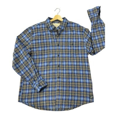 Weatherproof Flannel Shirt Mens XL Blue Plaid Long Sleeve Collared Button Up