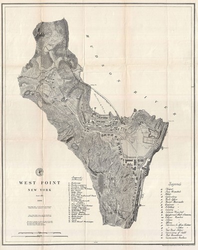 1883 U.S. Coast Survey Chart Map West Point Military Academy NY Coastal Wall Art