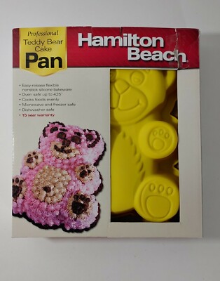 Hamilton Beach Professional Teddy Bear Cake Pan Mold- Yellow Silicone-