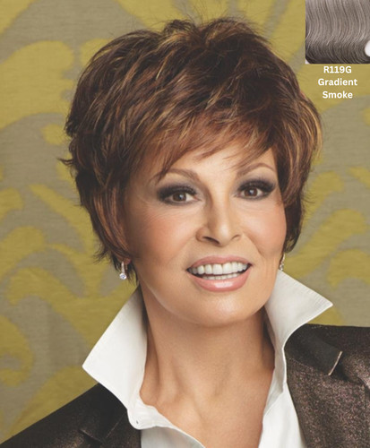 Perruque Raquel Welch scintillante naturelle R119G dégradé couleur fumée coupe courte HAIRUWEAR
