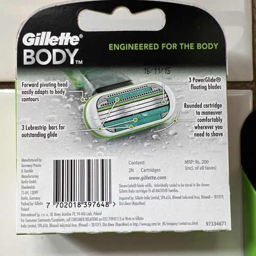 2X cartuchos de recarga de cuchillas de afeitar corporal Gillette para hombre 2 quilates - Imagen 2 de 3