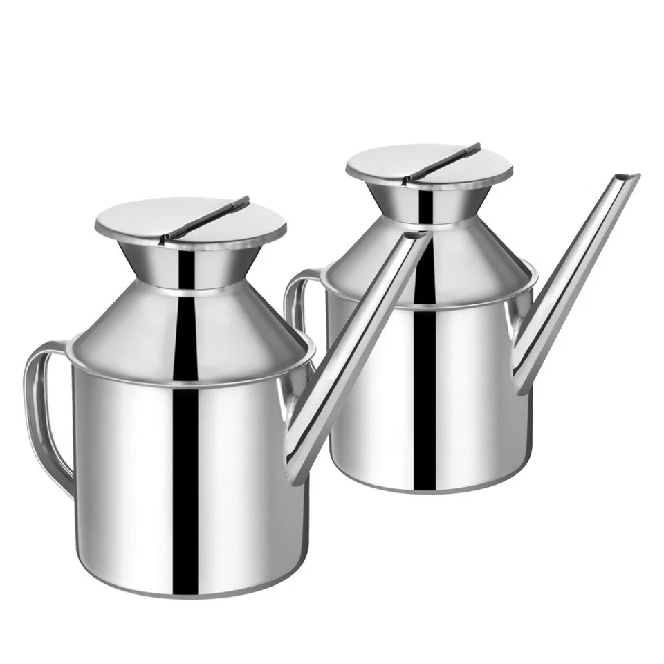  2 Pcs Grease Container for Kitchen Oil Dispenser Stainless Steel