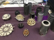 Vintage vacuum tube sockets 7 8 9 10 11 pin Amphenol Cinch heat shields lot