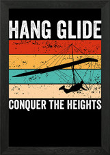 Hang glide conquer the hei Framed Wall Art Poster Canvas Print Picture