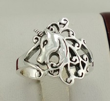 WHIMSICAL .925 STERLING SILVER DETAILED UNICORN RING size 9 style r2026