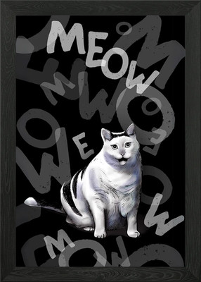 Miau Katze Illustration gerahmtes Wandbild Poster Leinwanddruck Bild