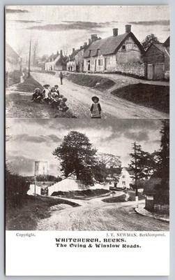 Vintage Whitchurch Bucks Postcard Oving & Winslow Roads by J.T. Newman B243
