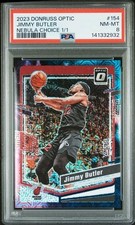 2023-24 Optic Jimmy Butler Nebula CHOICE 1/1 #154 Prizm SP Warriors Heat PSA 8
