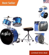 Authentic 3 Piece Kids Drum Set - Ideal Starter Kit with Throne  Sticks