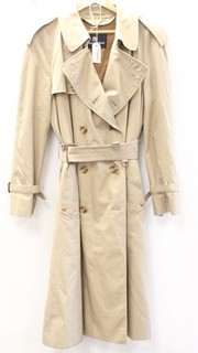 AQUASCUTUM London Trench Coat Double Breasted Belted w Wool Insert UK 40 E12