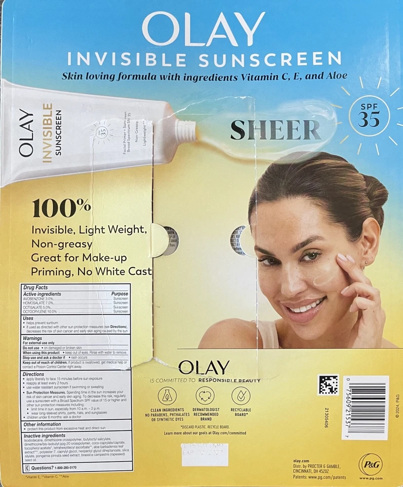 Olay Invisible Sunscreen SPF 35 + Primer 1.7 Fluid Ounce 2-Pack - Image 4 of 4