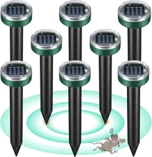 2x Ultrasonic Animal Repeller Solar Powered Pest Dog & Cat Repellent Waterproof