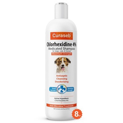 Curaseb Chlorhex 4% Shampoo for Dogs & Cats, Vet Strength Formula, 8oz