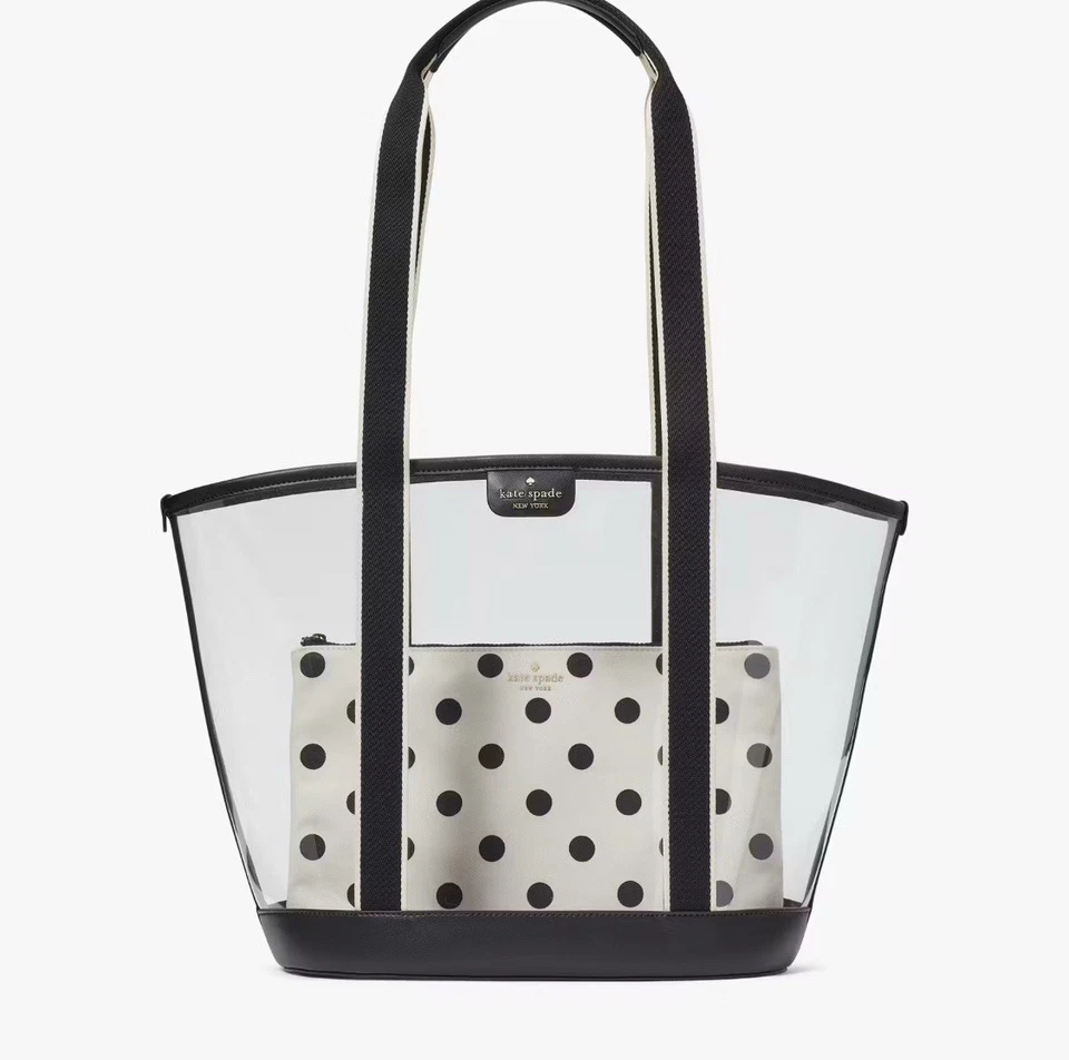 Juego de bolso y bolsa Kate Spade Clare See Through - Beach Stadium transparente/negro Foto 3 de 4