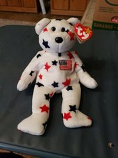 TY Beanie Babies Glory the Bear Born July 4th., 1997 RARE 04188 Reg. 1998, New