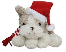 Stuffins Christmas Santa Scarf Puppy Dog Bean Bag Plush Stuffed Animal Fuzzy
