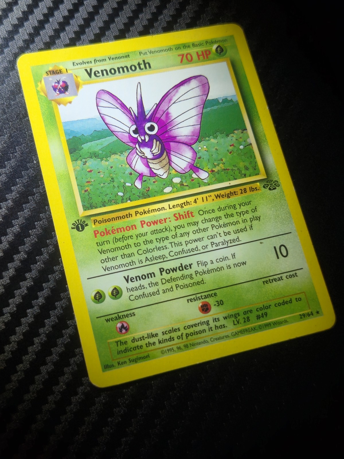 Venomoth - 29/64 - Pokemon Jungle 1st Edition Rare Card WOTC NM