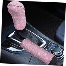 Bling Pink Print Car Gear Shift Knob Cover with Handbrake Cover, Pink Color