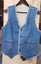 Levi's Vintage Denim Sherpa Vest Medium Blue White WPL 423 Basic Casual Everyday