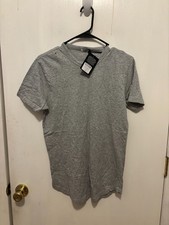 NWT Buck Mason Mens XS Heather Gray Pima Curved Hem Tee Shirt Stain on Shoulder