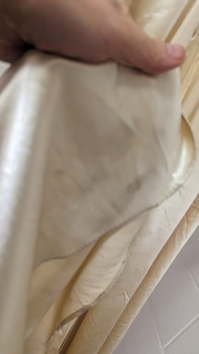 Elegant Antique SILK SATIN Champagne WEDDING ? DRESS , TRAINED Ivory 1920s Vtg - Picture 10 of 13