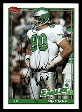 1991 Topps Football #206 Mike Golic Signed Autograph (no COA) *e1