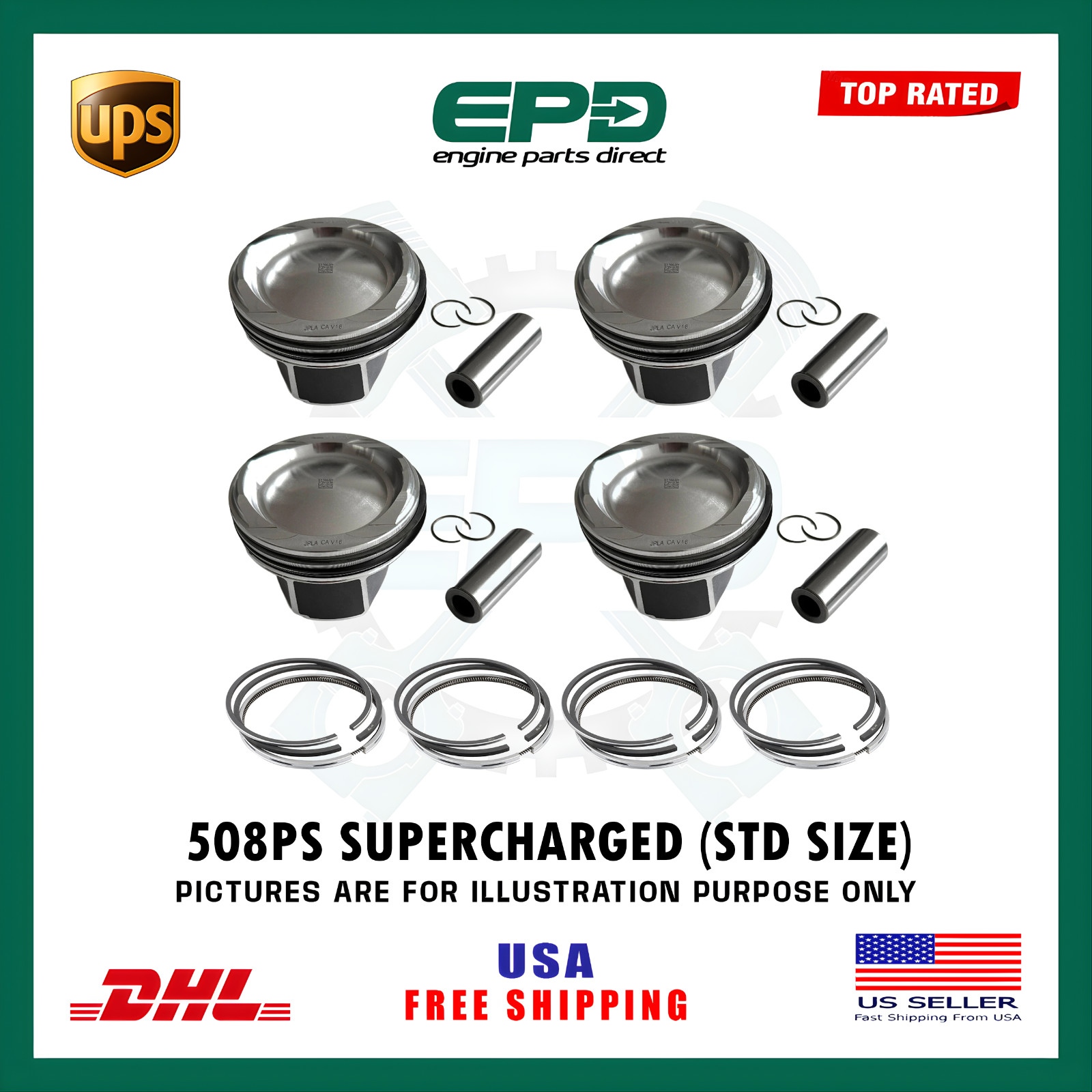 Pistone Con Fasce x4 FOR LAND ROVER SVR 508PS 5.0 Benzina SCV8