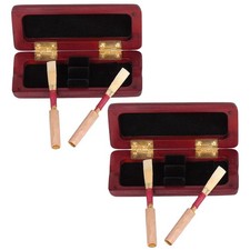 Durable Solid Wood Oboe Reed Storage Case 2 Slot Moisture Proof Brown Holder