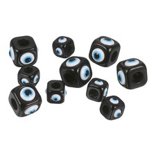 12mm/16mm Evil Eye Beads, 10 Pcs Turkish Evil Eye Charm Large Hole, Black