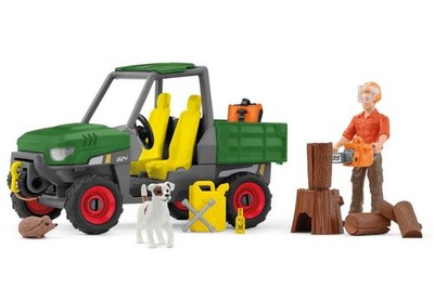 Schleich Farm World Waldbauer Waldarbeiter mit Fahrzeug und Hund 