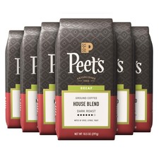 Peet's Decaf Dark Roast Ground Coffee 6 x 10.5 oz Bags