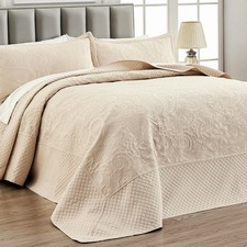 Oversized King Bedspreads 128x120, Soft Microfiber Ultrasonic Quilting Paisle...