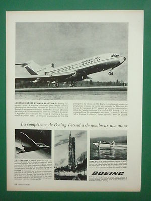 5/1963 PUB BOEING 727 JET AIRLINER X-20 DYNA-SOAR SATURN V PUMP JET FRANZÖSISCHE ANZEIGE
