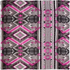 Wyoming Traders Wild Rag Aztec Print Silver / Pink 100% Silk Scarf - 34.5"