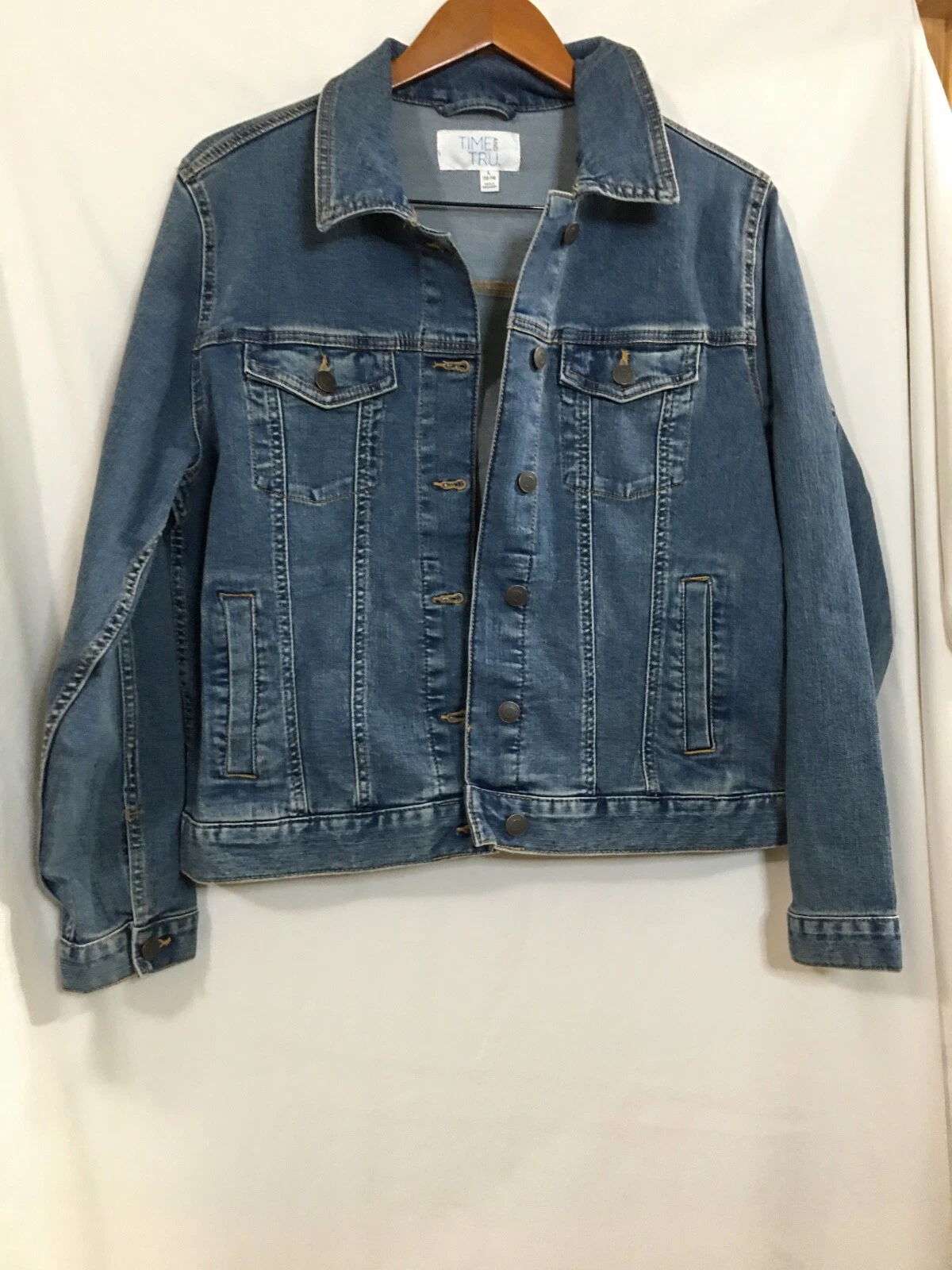 Time And Tru Women's Denim Jacket Blue Med Wash Stretch Size L (12 -14) New