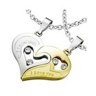 2 Pendentif d'Amitié Collier Amour pour Homme et Femme Coeur Clé Acier