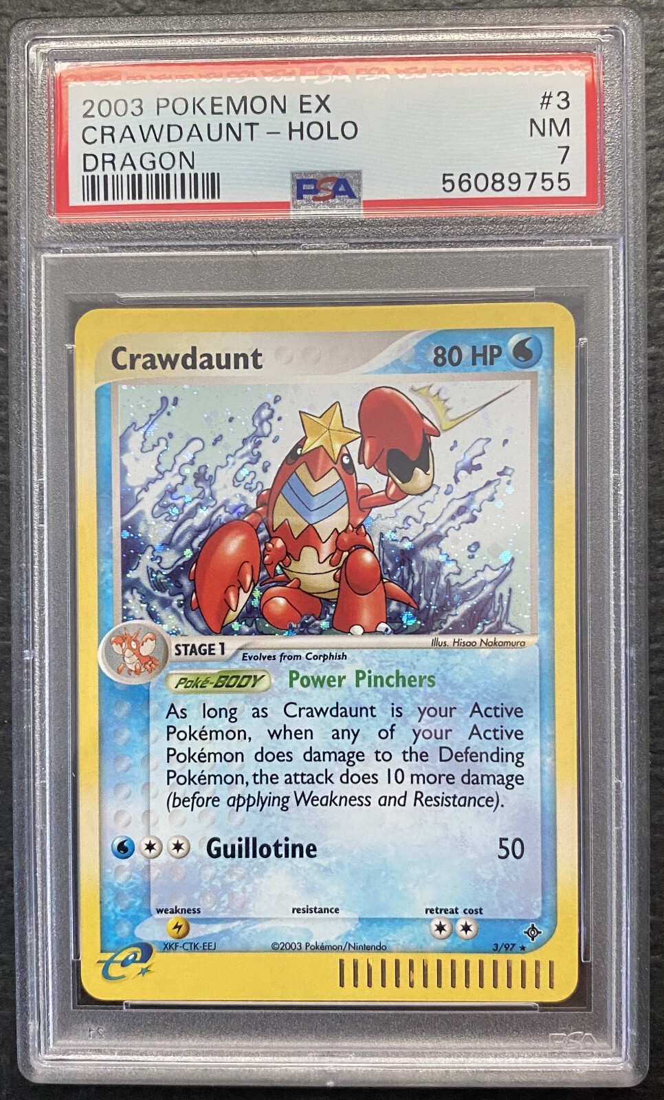 2003 Pokemon Ex Dragon Crawdaunt Holo 3 PSA 7