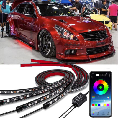 6Pcs Car Underglow Strip Flowing LED RGB Neon Light For Infiniti G37 Q50 Q60 Q70