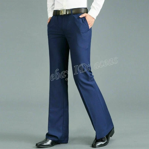 Herren Glockenboden Hose Schlag Formell Elegant Slim Fit Freizeithose - Bild 9 von 25
